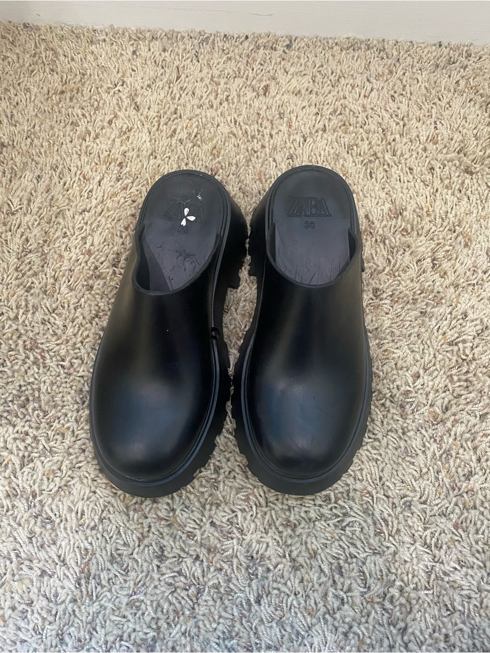 ZARA Women’s Black Slip-On Clog Shoes